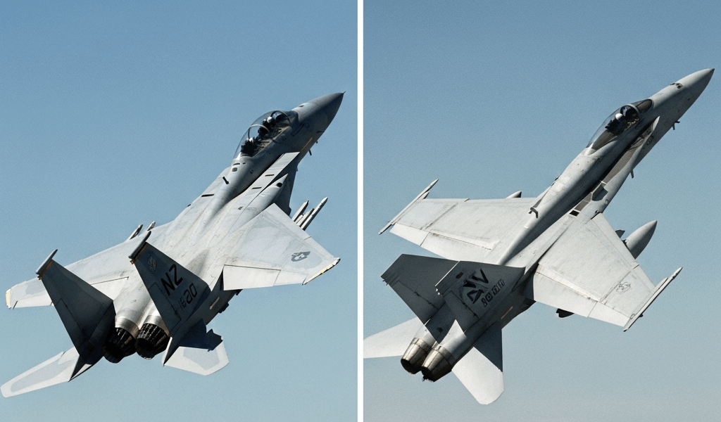Professional photograph related to: F-15 vs F-18 — How Two Legendary Fighters Compare. High quality,